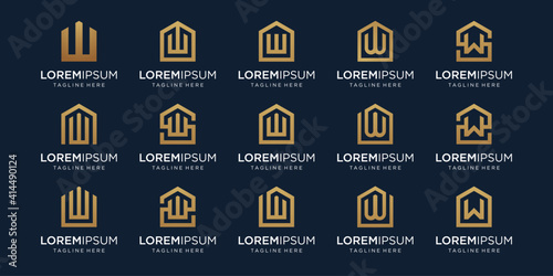 set of home logo combined with letter W, designs Template.
