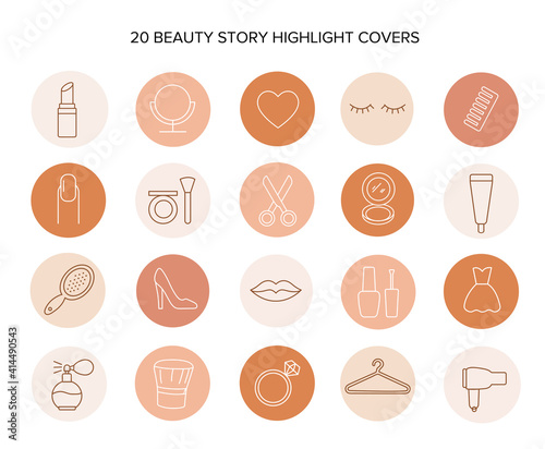 set of blog beauty story highlight covers peach pink neutral social media