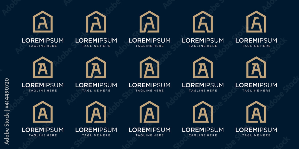 set of home logo combined with letter A, designs Template. set of home logo combined with letter A, designs Template.