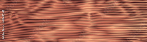 Copper metal wavy vibrant background. Striped shift texture. Moire interference effect. Line variable hypnotic contrast, bronze background. Vector wallpaper