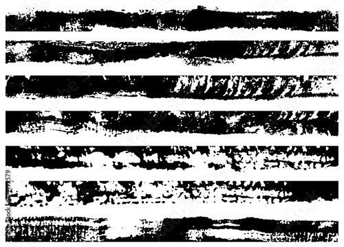 Set of grunge brush strokes. Paint edges, ink borders. Black paintbrush, Hand drawn edges pattern background. Vector 