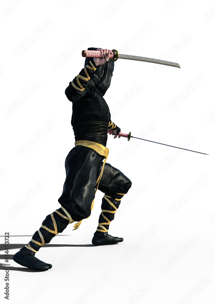 Fototapeta premium Ninjas, the covert agents of feudal Japan, have fascinated people for centuries. Trained in espionage, sabotage, and martial arts, ninjas operated in the shadows, gathering intelligence and carrying 