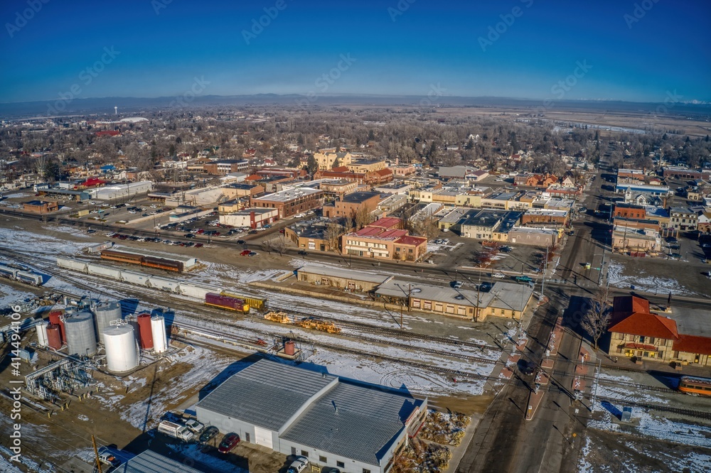 Obraz premium Aerial View of Alamosa, Colorado during Winter