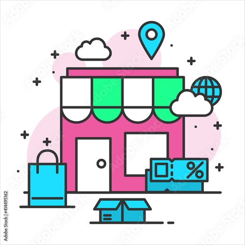 shopping online store, business ecommerce vector
