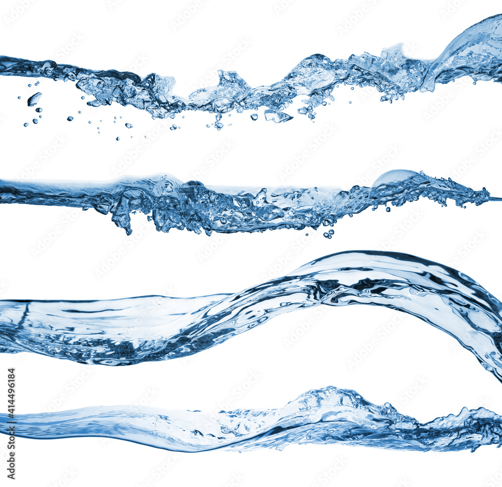 Set of water splashing isolated on white background