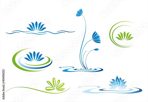 water lily , Buddha , Eco friendly business logo	