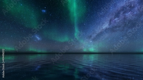 Milky way in the beach over the dark sky