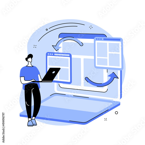 Microsites abstract concept vector illustration. Corporate website, web development service, mobile site design, menu bar element, programming, company page, microsite interface abstract metaphor.