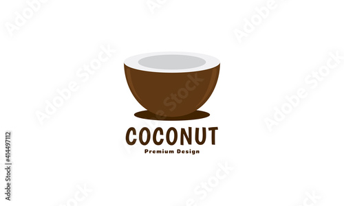 coconut fruit cut modern logo design vector icon symbol illustration