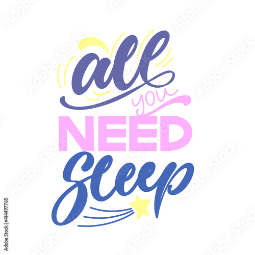 Fototapeta Naklejka Na Ścianę i Meble -  Funny sleep and good night quotes. Vector design elements for t-shirts, pillow, posters, cards, stickers and pajama