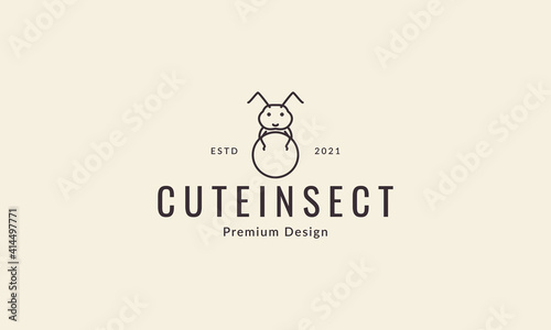 animal insect line dung beetle logo design vector icon symbol illustration