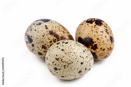 Animal protein quail eggs on a white background