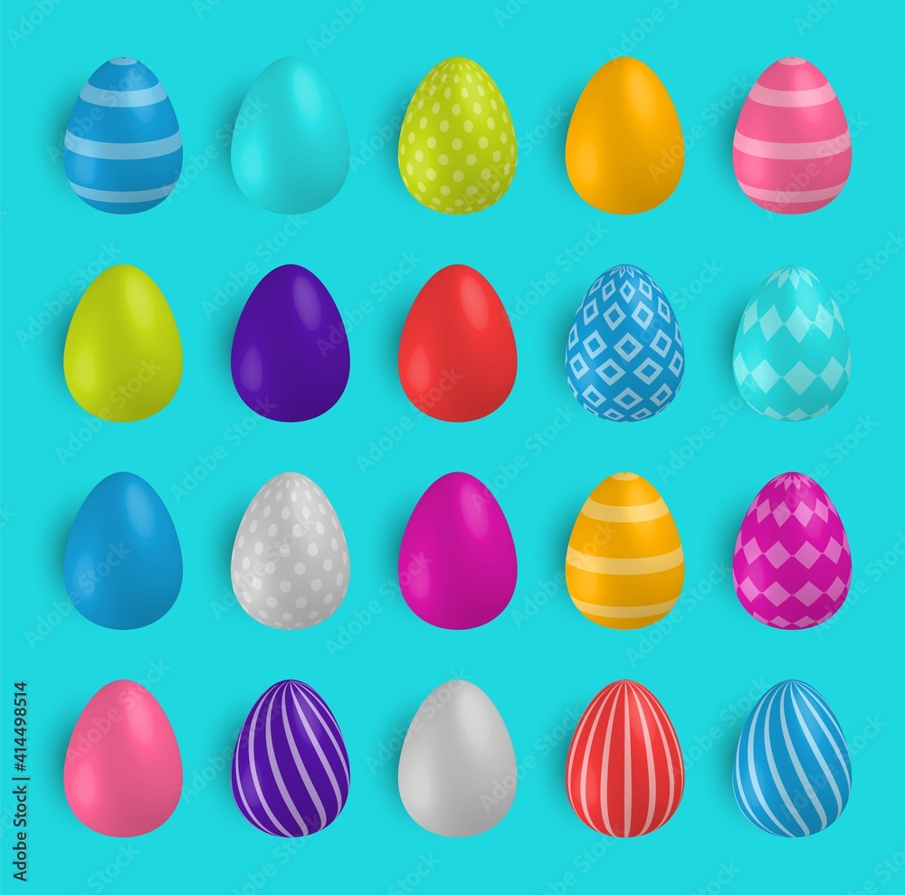 Colored Easter Eggs. 3d easter egg, spring holiday traditional symbol. Colored Easter Eggs. 3d easter egg, spring holiday traditional symbol.