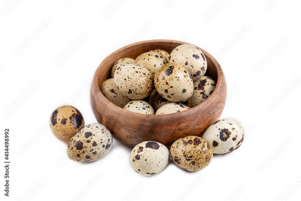 Animal protein quail eggs on a white background Animal protein quail eggs on a white background