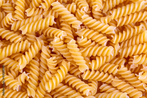 Screw shaped pasta on the white background