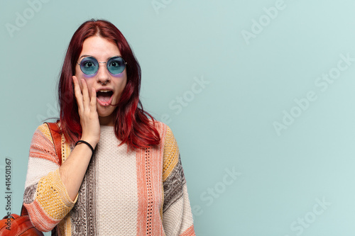 tty hippie student woman with a copy space photo