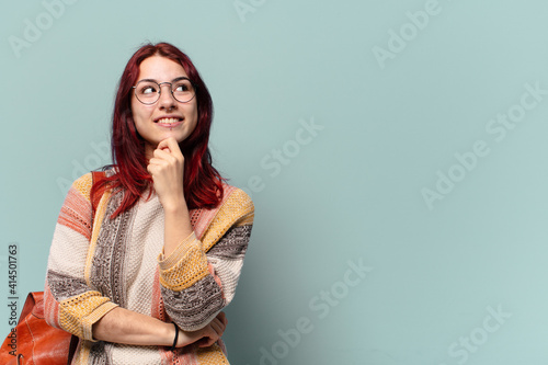 tty hippie student woman with a copy space photo