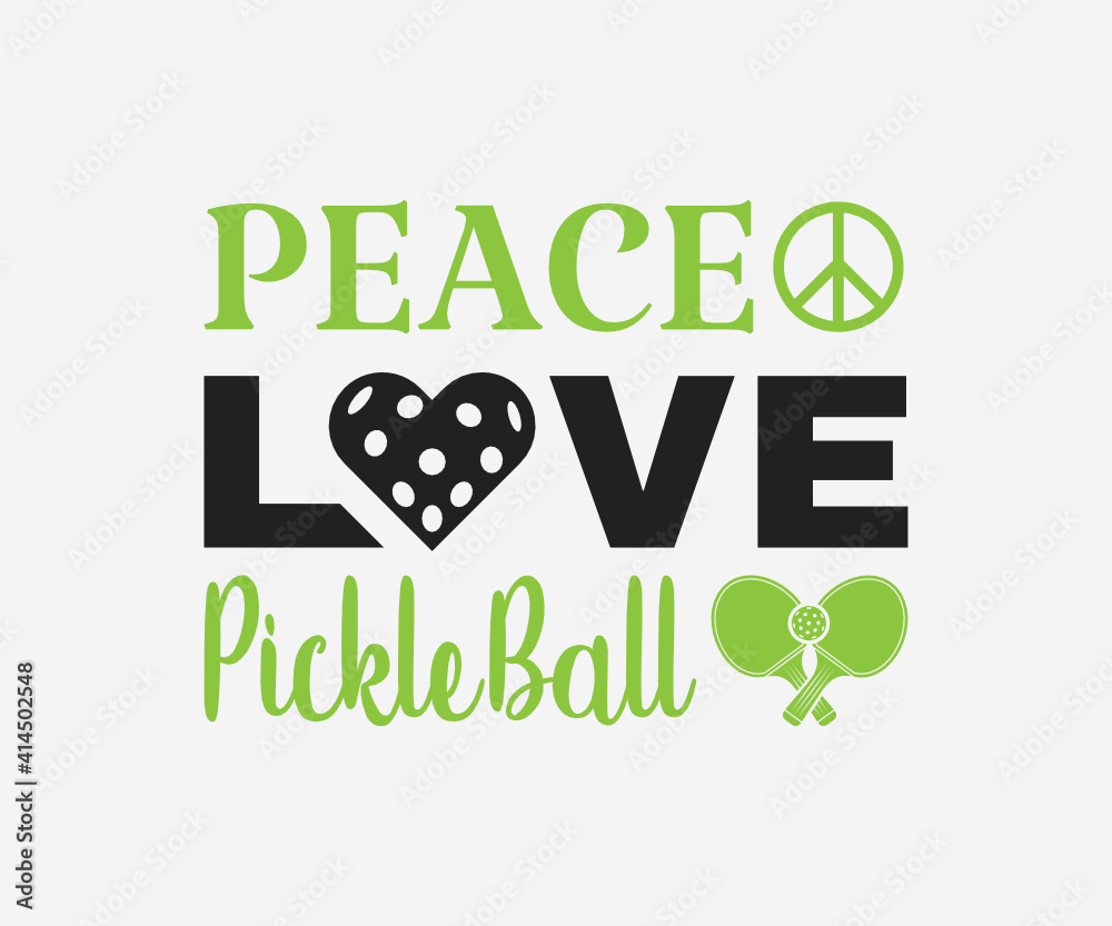 Fototapeta premium Peace love PickleBall, Printable Vector Illustration. Pickleball SVG. Great for badge t-shirt and postcard designs. Vector graphic illustration.