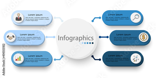 Infographics. Six options. Vector abstract illustration.