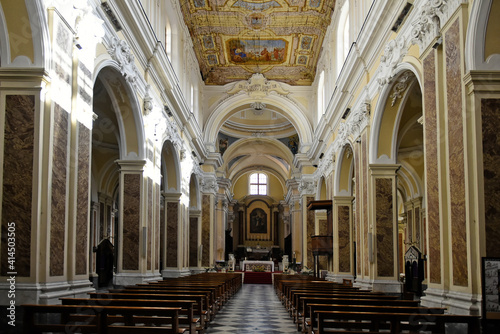 Interior of the Cathedral of Sant'Agata dei Goti, an old town in the province of Benevento, Italy.