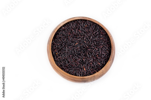 Black rice on the white background