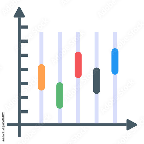  A candlestick chart icon in flat design 