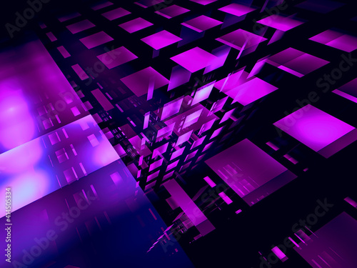Abstract geometric background of cubes with perspective effect - 3d illustration