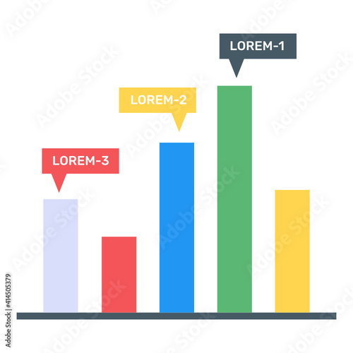
Graphical representation of a vertical chart, called a vertical column graph 
