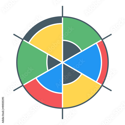 
A segmented chart icon in flat design
