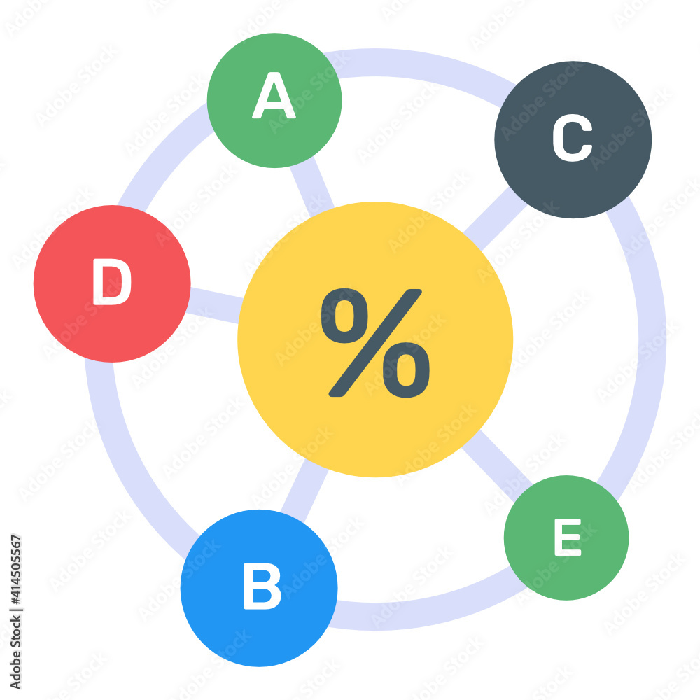 A petals chart with floral infographic, flat icon
A petals chart with floral infographic, flat icon