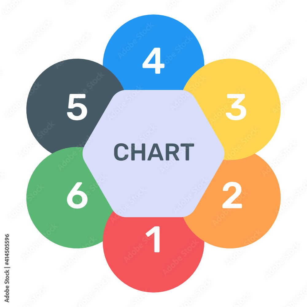 A petals chart with floral infographic, flat icon
A petals chart with floral infographic, flat icon
