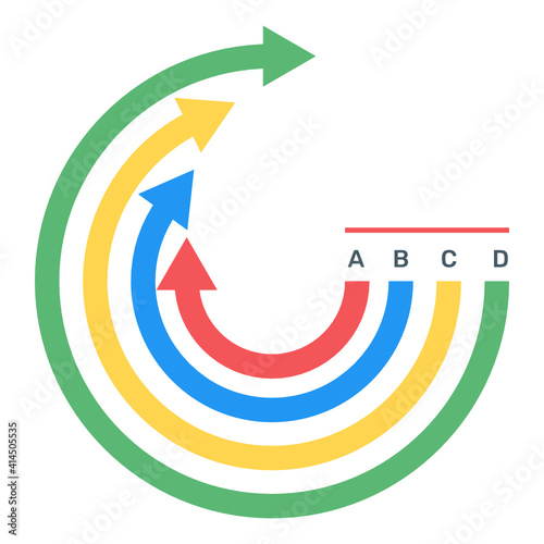 
A modern infographic showing multi pie chart in flat icon
