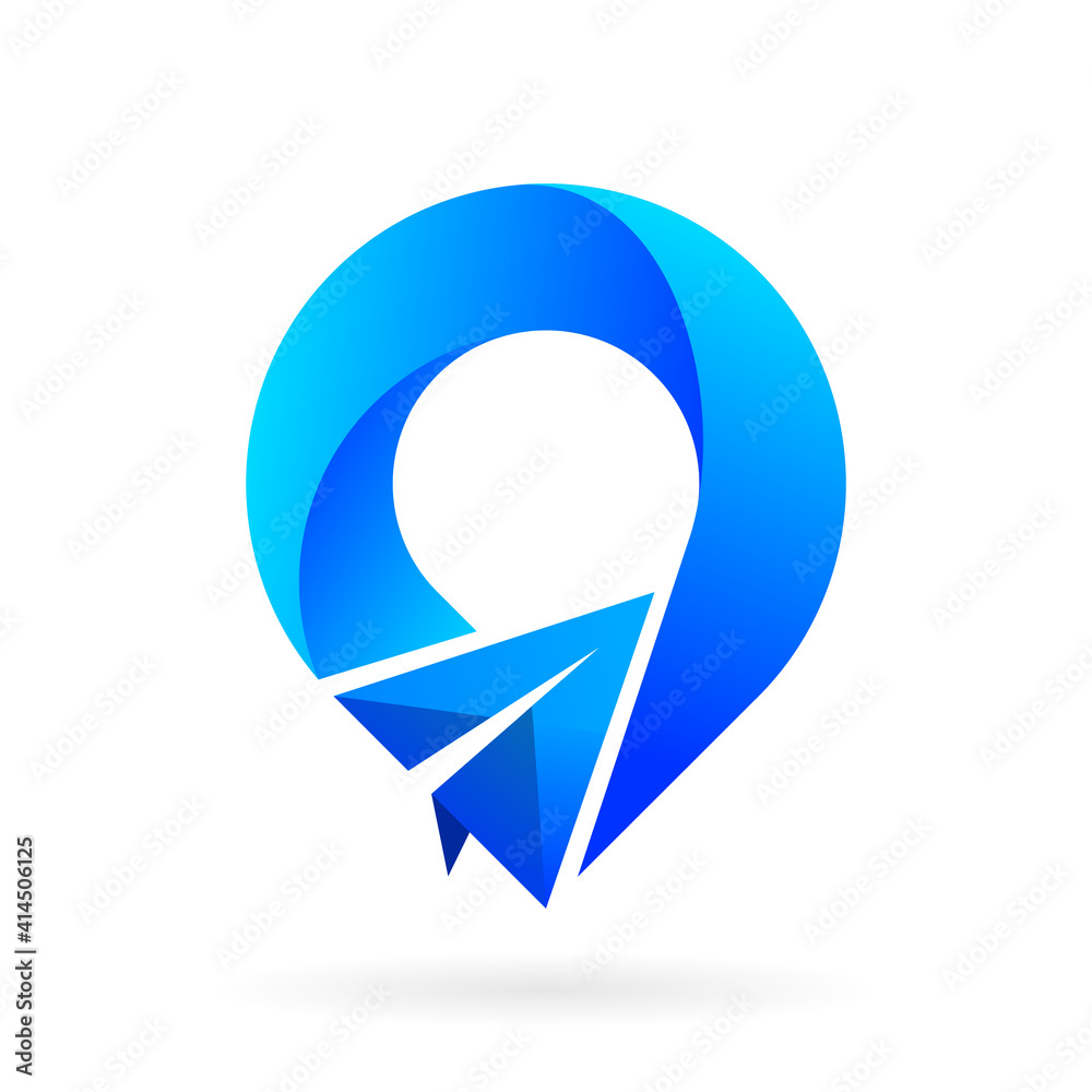 paper airplane location logo gradient concept paper airplane location logo gradient concept