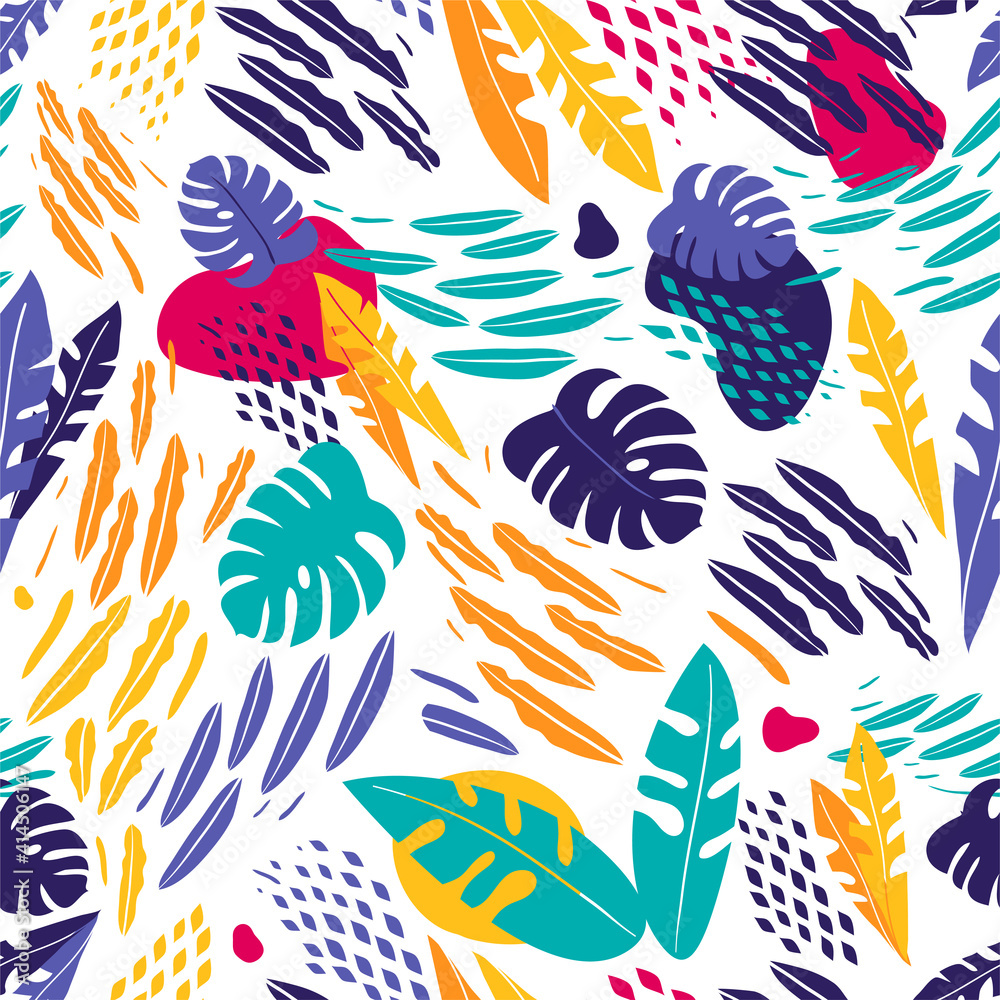 Plakat Floral seamless pattern in vivid colors. Asbtract vector texture background