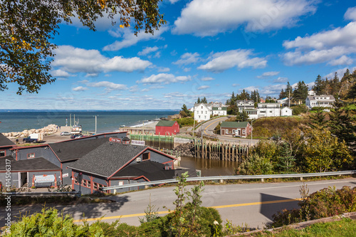 Canada, Nova Scotia, Halls Harbour. Seafront town view.