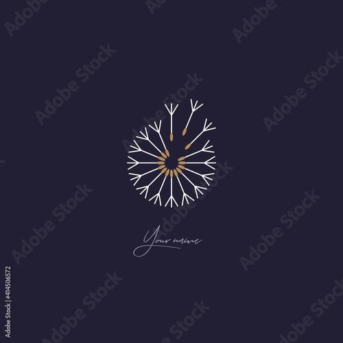 Dandelion logo. Delicate  delicate  cool  fresh  light. Vector illustration