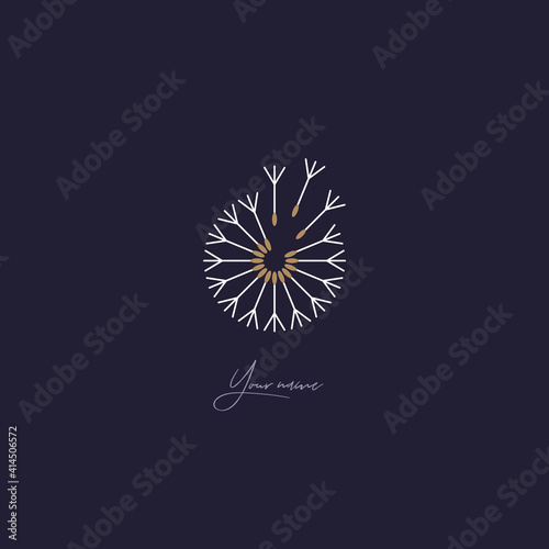Dandelion logo. Delicate, delicate, cool, fresh, light. Vector illustration
