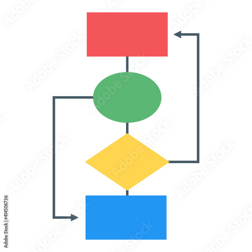  An algorithm infographic icon in flat editable design 