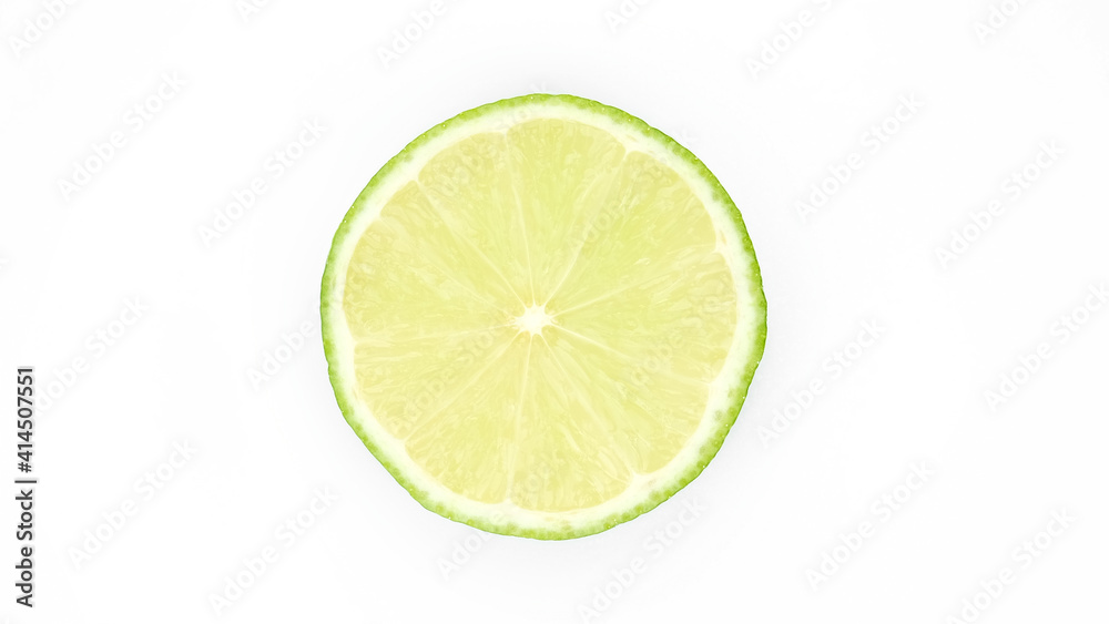 lime on white background, top view