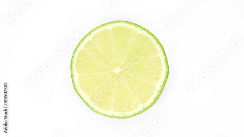 lime on white background, top view
