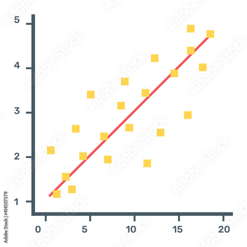 
A graphical representation via scatter plot, trendy flat icon
