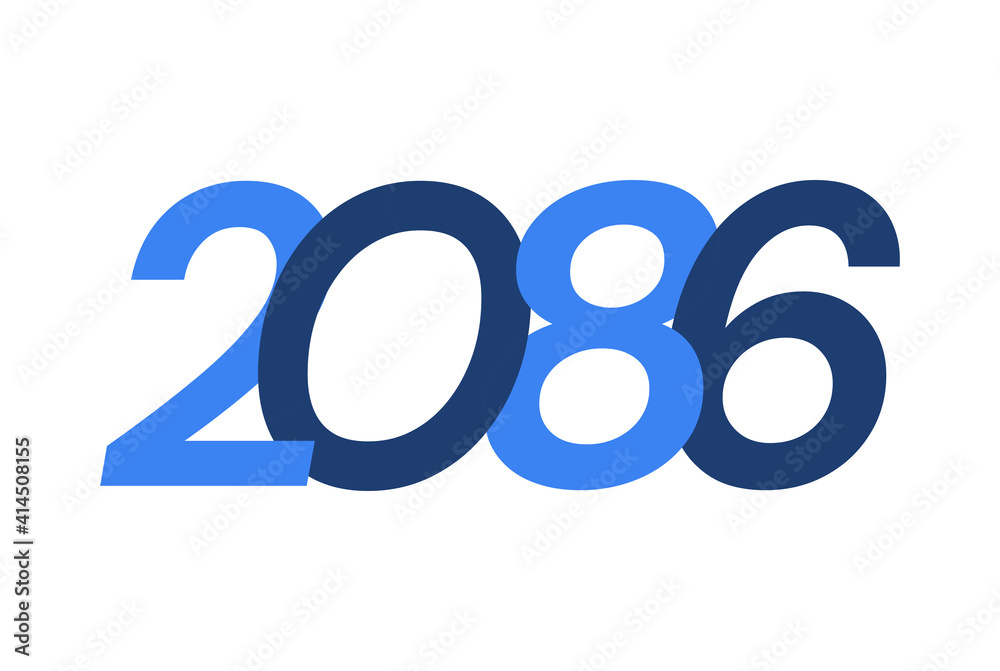 2086 Happy New Year logo design, New Year 2086 modern design isolated on white background