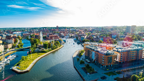 Gdansk (Danzig) is a city in Poland, the capital of the Pomeranian Voivodeship, a bird's eye view of the old town