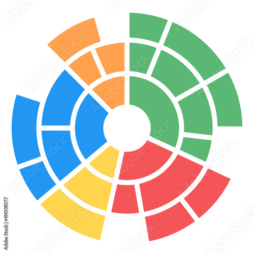 
A flat pie chart icon in editable design
