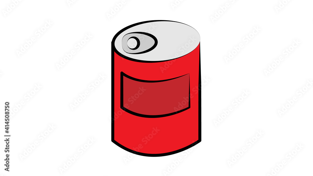 Open aluminum can of delicious tomato soup or paste. Colorful illustration in flat style isolated on white Open aluminum can of delicious tomato soup or paste. Colorful illustration in flat style isolated on white