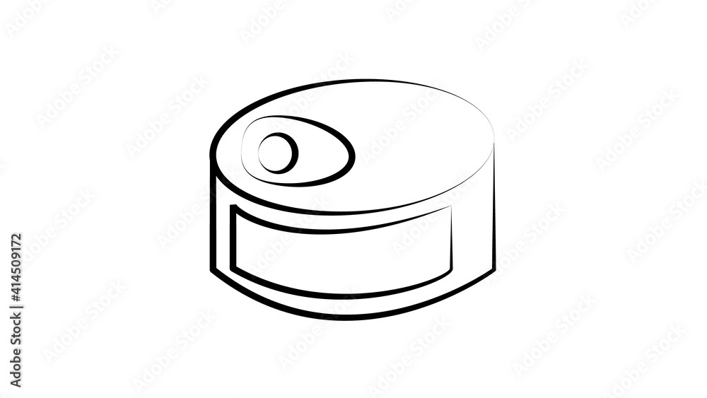 Black line Canned food icon isolated on white background. Food for animals. Pet food can. Black line Canned food icon isolated on white background. Food for animals. Pet food can.