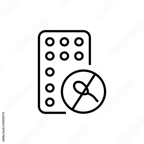 Oral contraceptive medicine icon. Birth control pills illustration. Isolated contour of safety sex on white background.