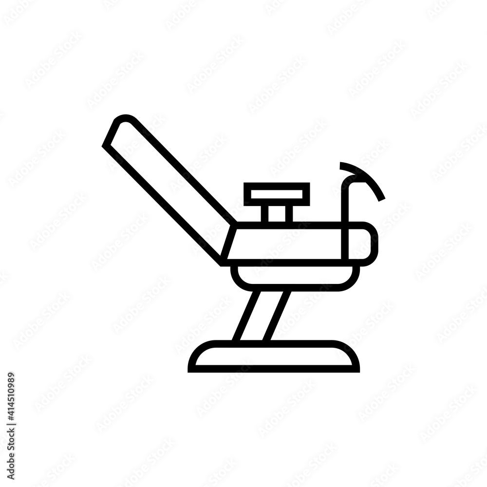 Gynecological chair icon. Female reproductive system checkup illustration. Isolated contour of medicine. Gynecological chair icon. Female reproductive system checkup illustration. Isolated contour of medicine.