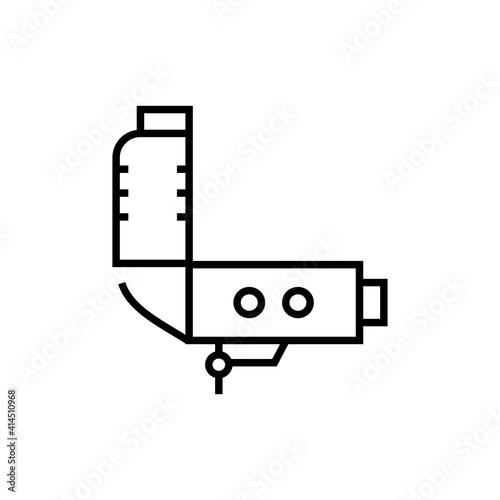 Colposcopy icon. Female reproductive system checkup illustration. Isolated contour of medicine on white background.