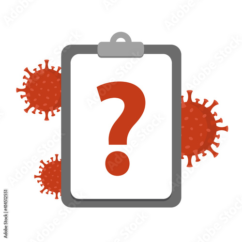 corona virus and question icon on clipboard vector illustration EPS10